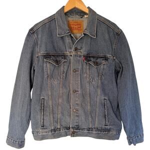 Levis 72334 Denim Trucker Jacket Mens Medium Blue Button Front